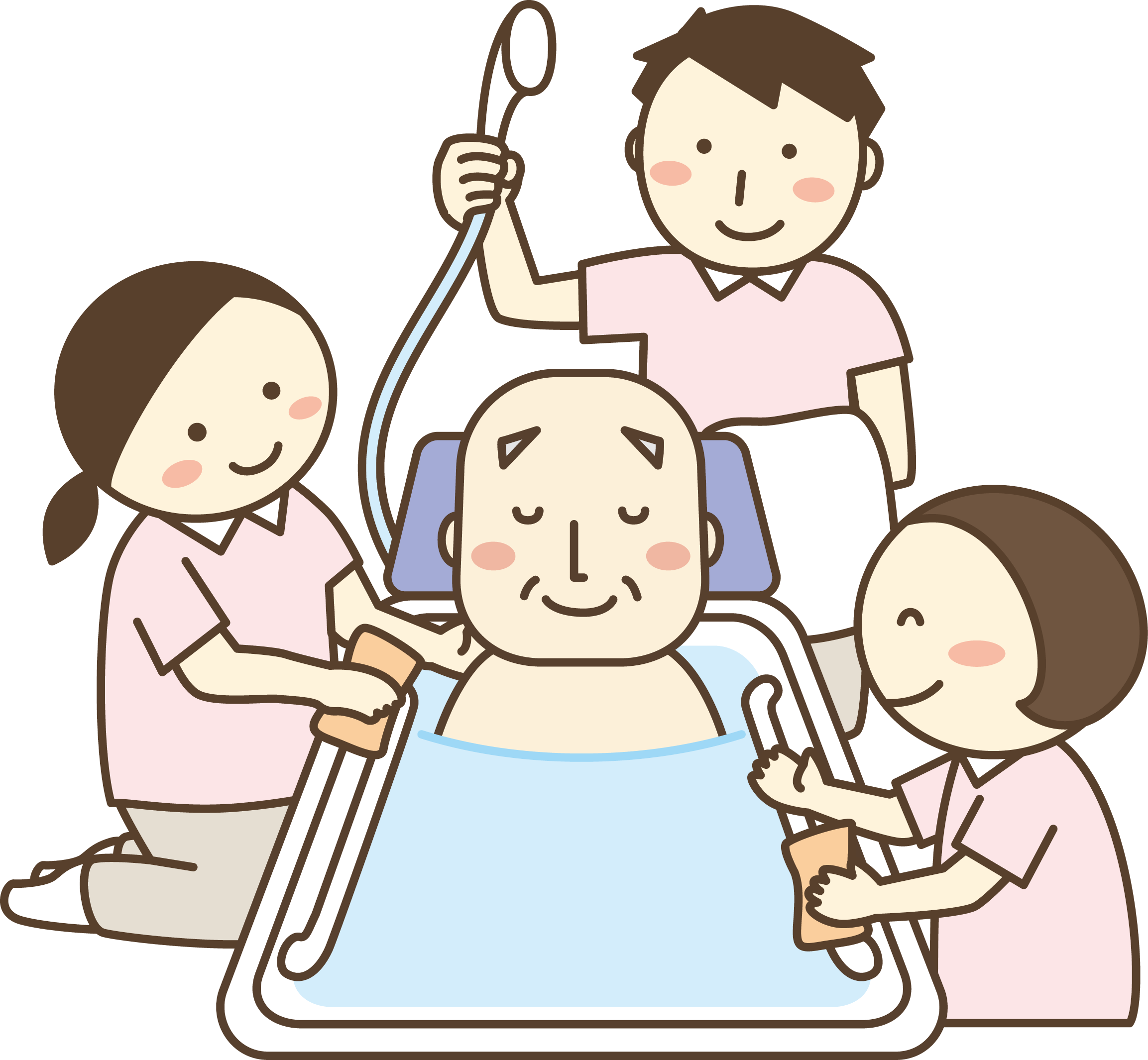 訪問入浴サービスの様子（スタッフ対応中）